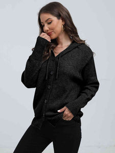 Button Down Drawstring Hooded Cardigan - Rags 2 Riches Shop