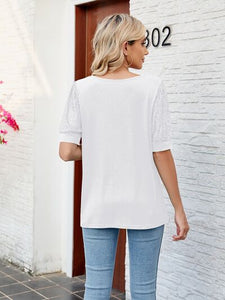 Sequin V-Neck Short Sleeve Blouse