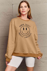 Simply Love Full Size Smiling Face Graphic Sweatshirt - Rags 2 Riches Shop