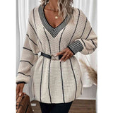 Striped V-Neck Sweater - Rags 2 Riches Shop