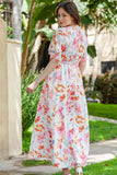 Floral Deep V Slit Maxi Dress