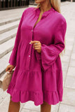 Buttoned Flare Sleeve Tiered Dress - Rags 2 Riches Shop