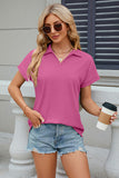 Johnny Collar Short Sleeve Blouse