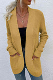 Open Front Rib-Knit Cardigan with Pockets