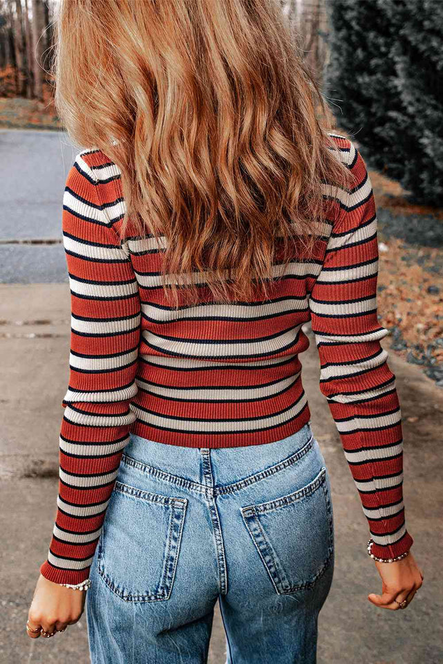 Double Take Striped Round Neck Long Sleeve Top