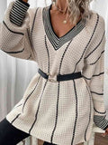 Striped V-Neck Sweater - Rags 2 Riches Shop