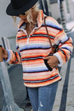 Striped Quarter Zip Dropped Shoulder Sweatshirt