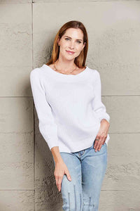 Double Take Off-Shoulder Rib-Knit Sweater