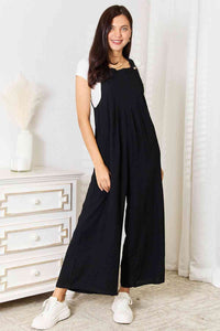 Double Take Full Size Wide Leg Overalls with Pockets