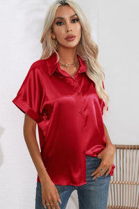 Collared Neck Short Sleeve Shirt