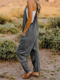 Double Take Full Size Sleeveless V-Neck Pocketed Jumpsuit