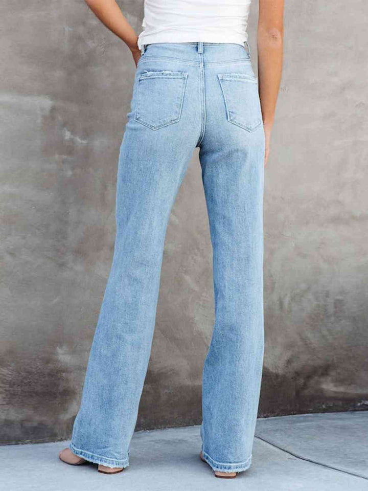 Washed Straight Leg Jeans - Rags 2 Riches Shop