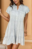 Button Up Cap Sleeve Denim Dress