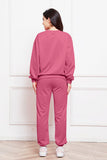 Round Neck Long Sleeve Sweatshirt and Pants Set