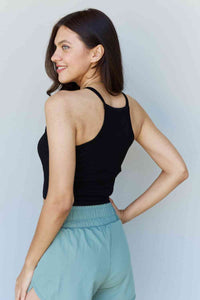 Ninexis Everyday Staple Soft Modal Short Strap Ribbed Tank Top in Black