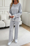 Contrast Trim Round Neck Top and Pants Set