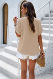 Notched Ruffled Petal Sleeve T-Shirt