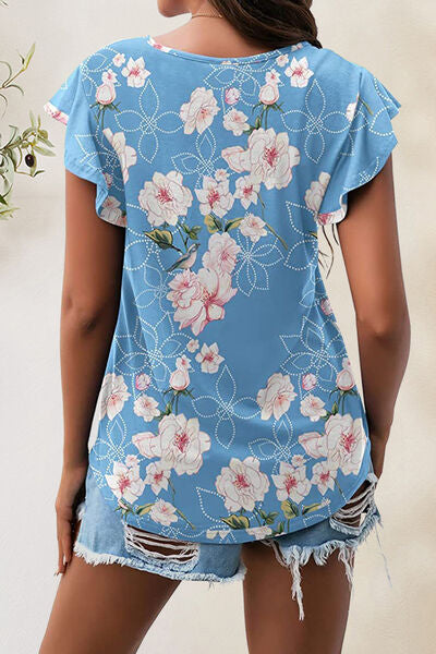 Printed Round Neck Short Sleeve T-Shirt