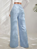 Slit Pocketed High Waist Wide Leg Pants