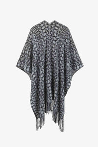 Open Front Fringe Hem Poncho