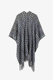 Open Front Fringe Hem Poncho