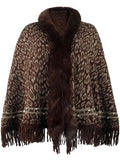 Leopard Fringe Hem Poncho