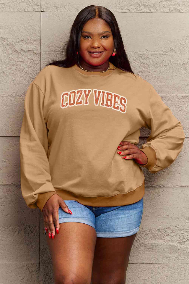 Simply Love Full Size COZY VIBES Graphic Sweatshirt