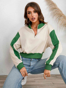 Contrast Half Zip Drop Shoulder Sweatshirt - Rags 2 Riches Shop