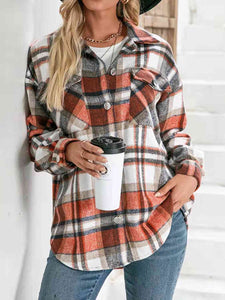 Plaid Collared Neck Button Down Jacket