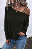 Asymmetrical Neck Long Sleeve Top - Rags 2 Riches Shop