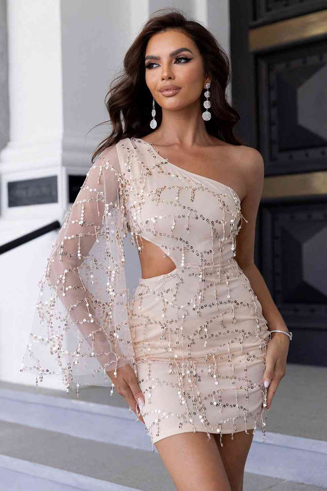 Sequin Cutout One-Shoulder Dress - Rags 2 Riches Shop