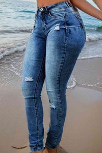 Distressed Long Jeans - Rags 2 Riches Shop