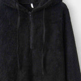 Quarter-Zip Drawstring Teddy Hoodie - Rags 2 Riches Shop