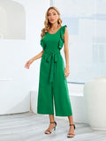 Tied Ruffled Round Neck Jumpsuit