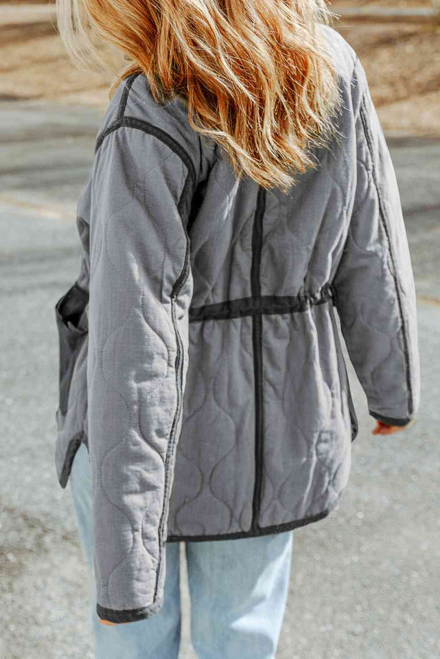 Drawstring Waist Zip-Up Jacket