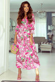 Printed Surplice Neck Flounce Sleeve Dress - Rags 2 Riches Shop