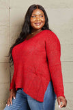 Heimish By The Fire Full Size Draped Detail Knit Sweater