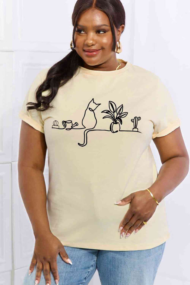 Simply Love Full Size Cat Graphic Cotton Tee