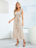 Tied Ruffled Round Neck Jumpsuit