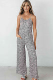 Printed Spaghetti Strap Jumpsuit with Pockets