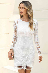 Round Neck Long Sleeve Lace Dress - Rags 2 Riches Shop