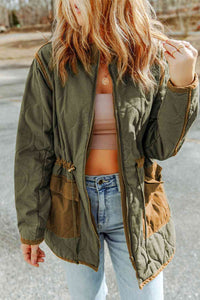 Drawstring Waist Zip-Up Jacket