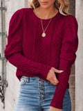 Round Neck Puff Sleeve Knit Top - Rags 2 Riches Shop