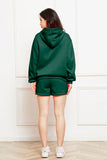 Drop Shoulder Long Sleeve Hoodie and Shorts Set