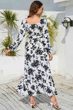 Floral Print V-Neck Long Sleeve Maxi Dress