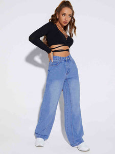 Buttoned Fly Long Jeans - Rags 2 Riches Shop