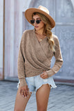 Double Take V Neck Wrap Front Knitted Top