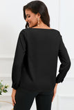 Asymmetric Neck Long Sleeve Satin Blouse